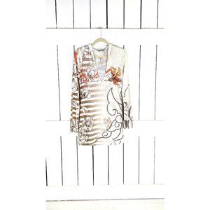 Vintage Ed Hardy tattoo butterfly floral print long tunic pullover hoodie